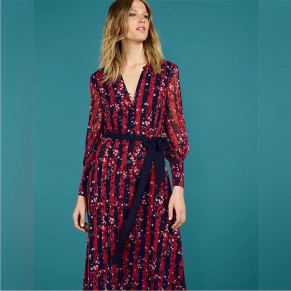 Boden 100% Silk Icons Primrose Midi Dress Size 6 - Picture 2 of 5